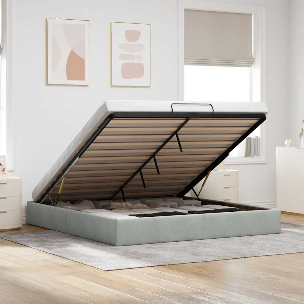 Estructura De Cama Otomana Sin Colchón Terciopelo