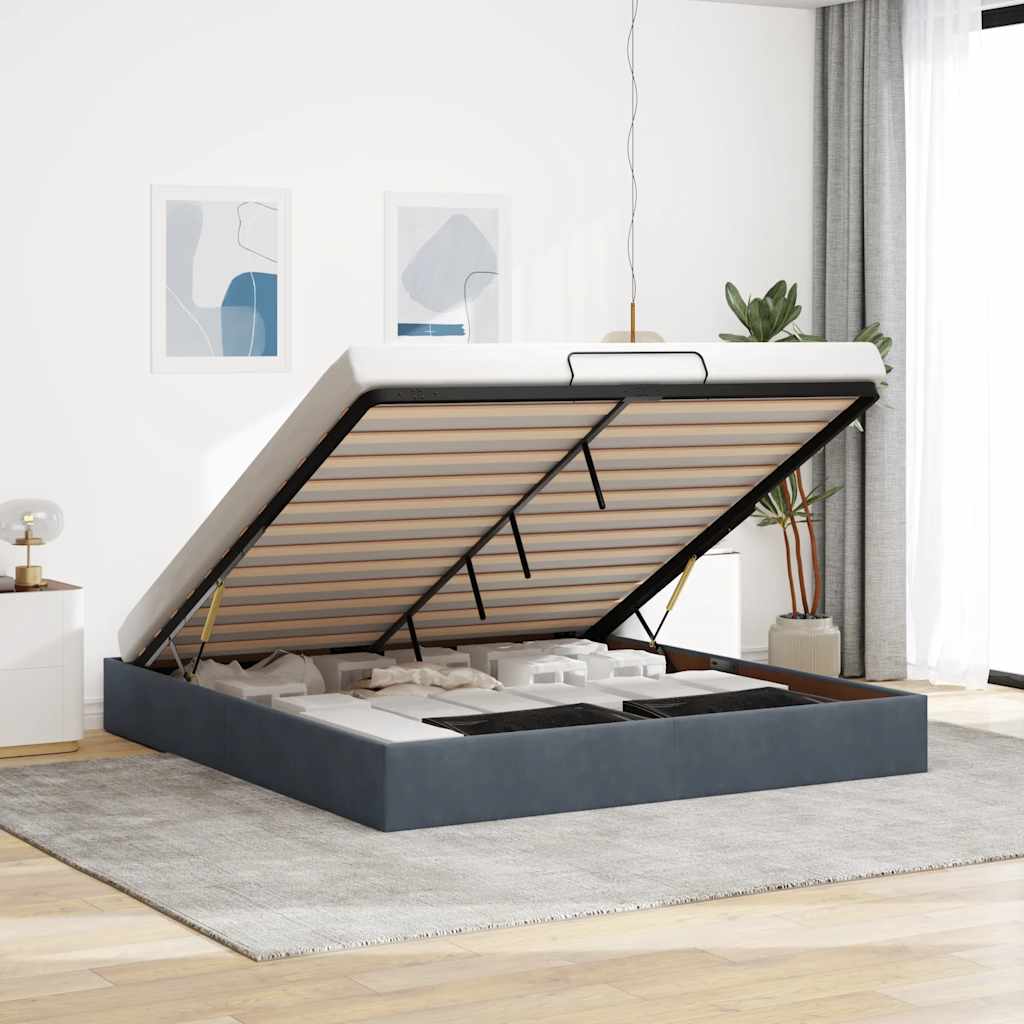 Estructura De Cama Otomana Sin Colchón Terciopelo