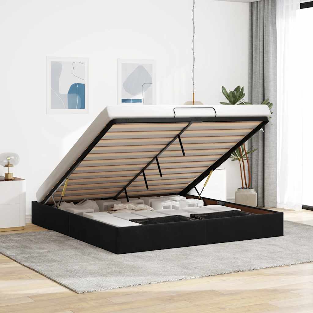 Estructura De Cama Otomana Sin Colchón Terciopelo