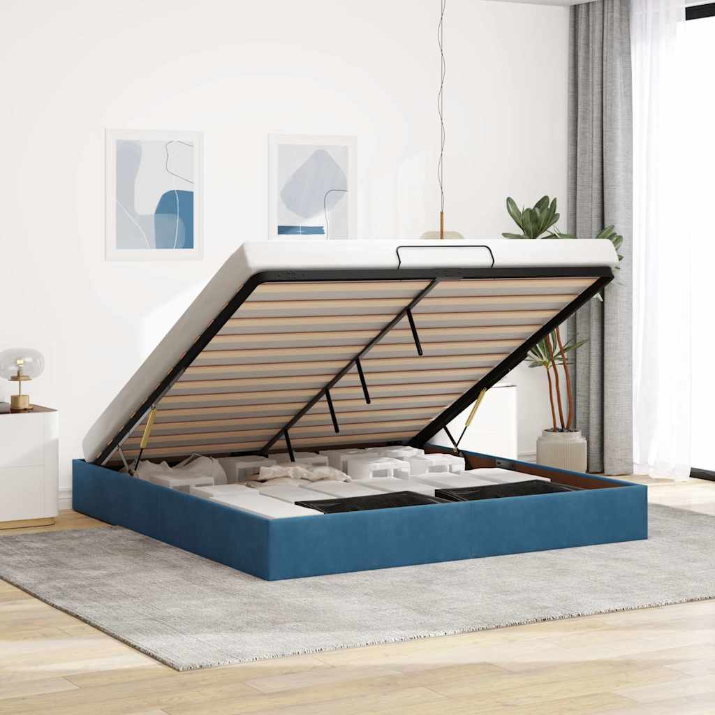Estructura De Cama Otomana Sin Colchón Terciopelo