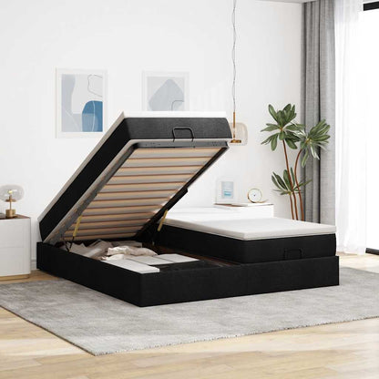 Estructura De Cama Otomana Colchones Tela Gris Pardo