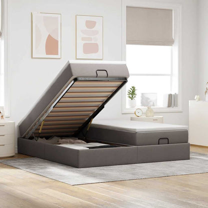 Estructura De Cama Otomana Colchones Tela Gris Pardo