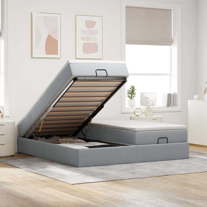 Estructura De Cama Otomana Colchones Tela Gris Pardo