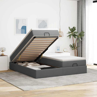 Estructura De Cama Otomana Colchones Tela Gris Pardo