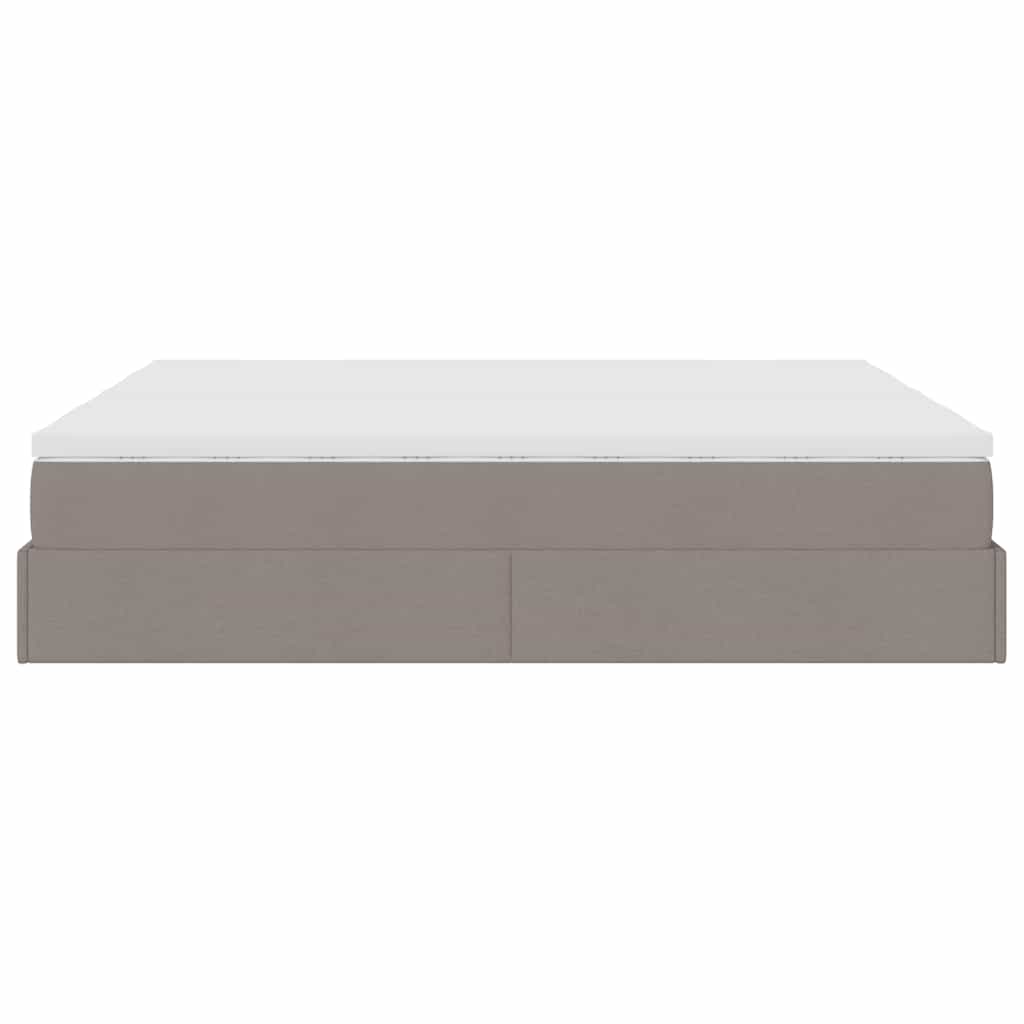 Estructura De Cama Otomana Colchones Tela Gris Pardo