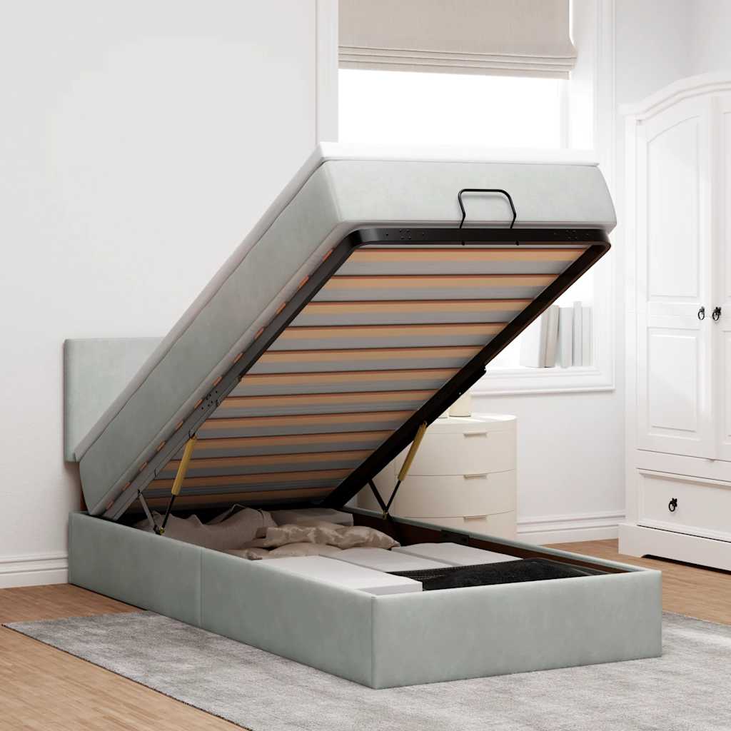 Estructura De Cama Otomana Colchón Terciopelo