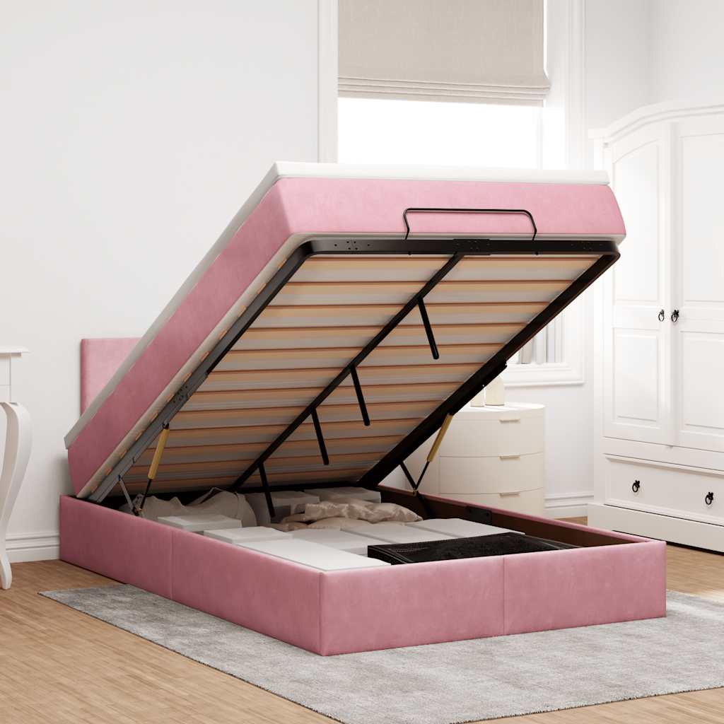 Estructura De Cama Otomana Colchón Terciopelo