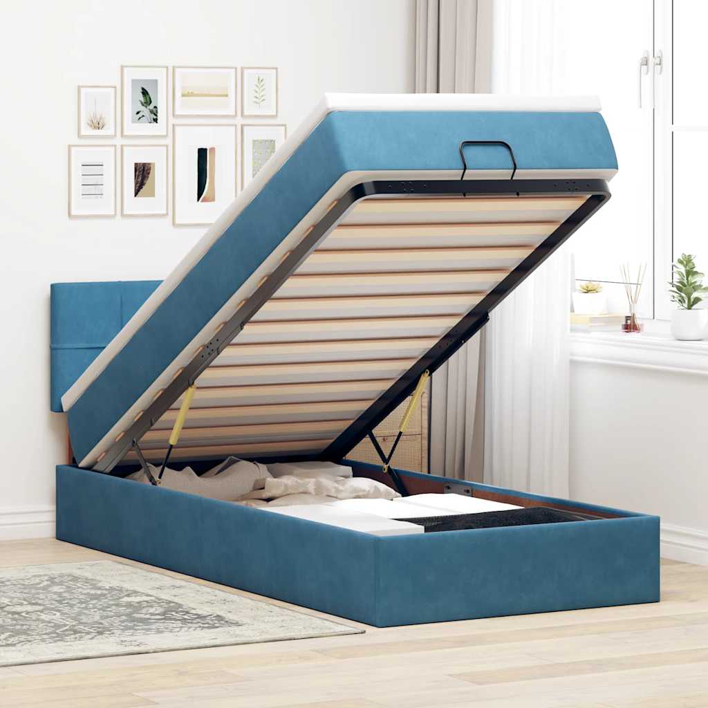 Estructura De Cama Otomana Colchón Terciopelo