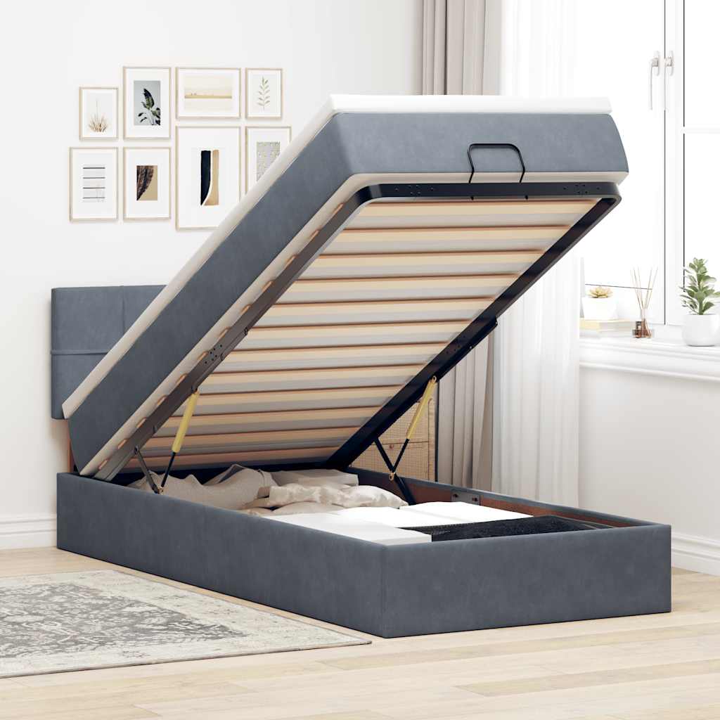 Estructura De Cama Otomana Colchón Terciopelo