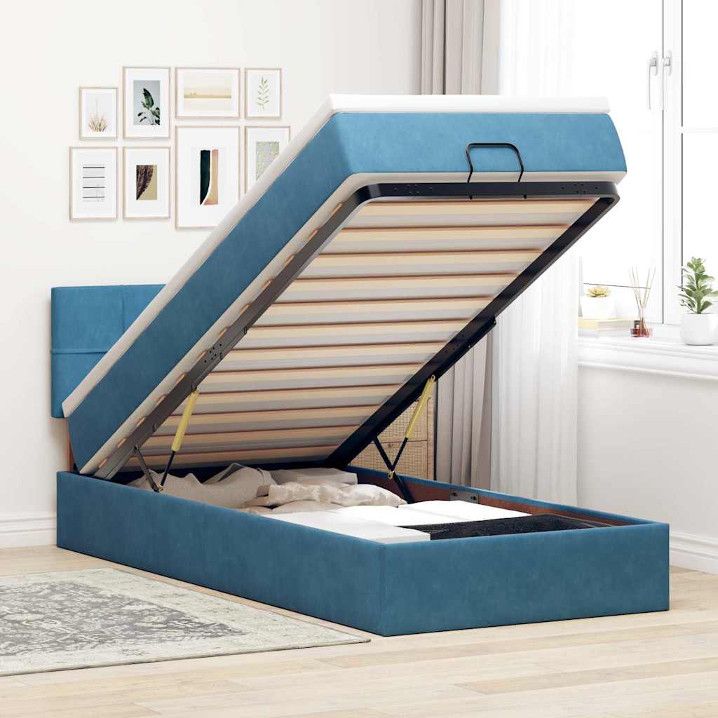 Estructura De Cama Otomana Colchón Terciopelo