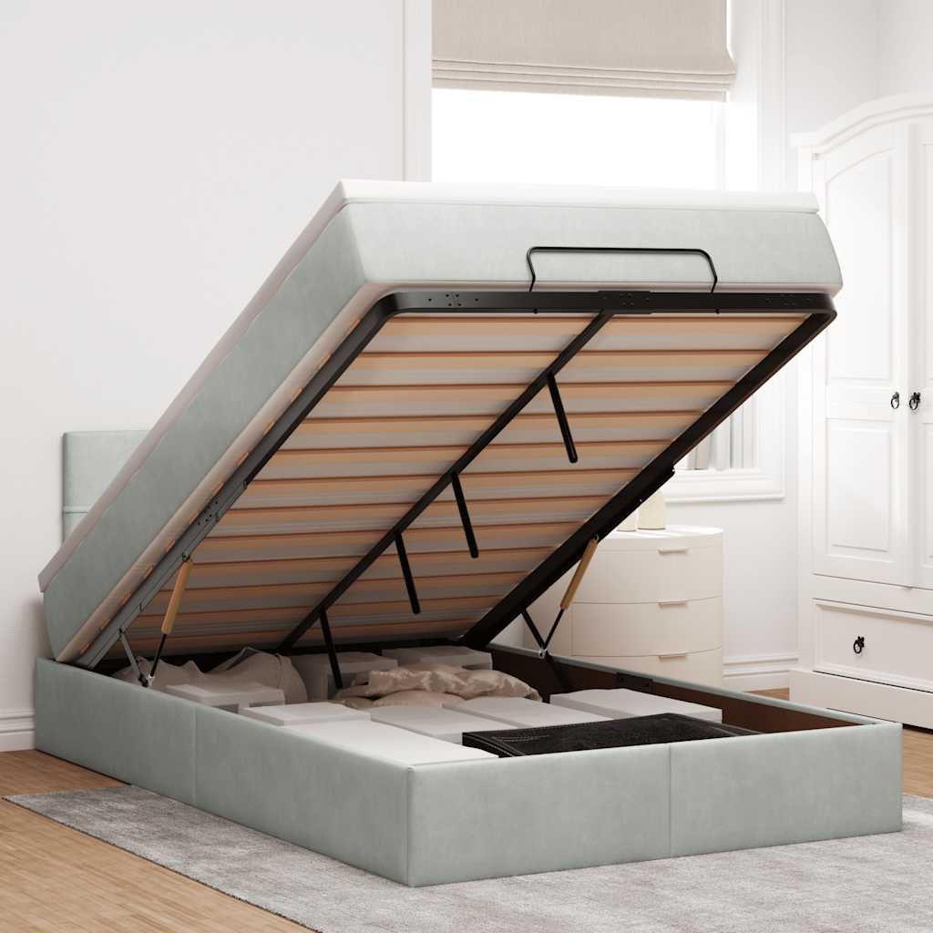 Estructura De Cama Otomana Colchón Terciopelo