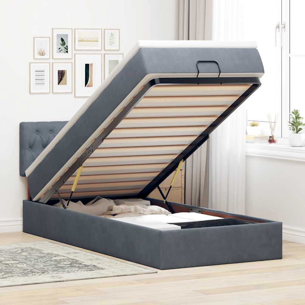 Estructura De Cama Otomana Colchón Terciopelo