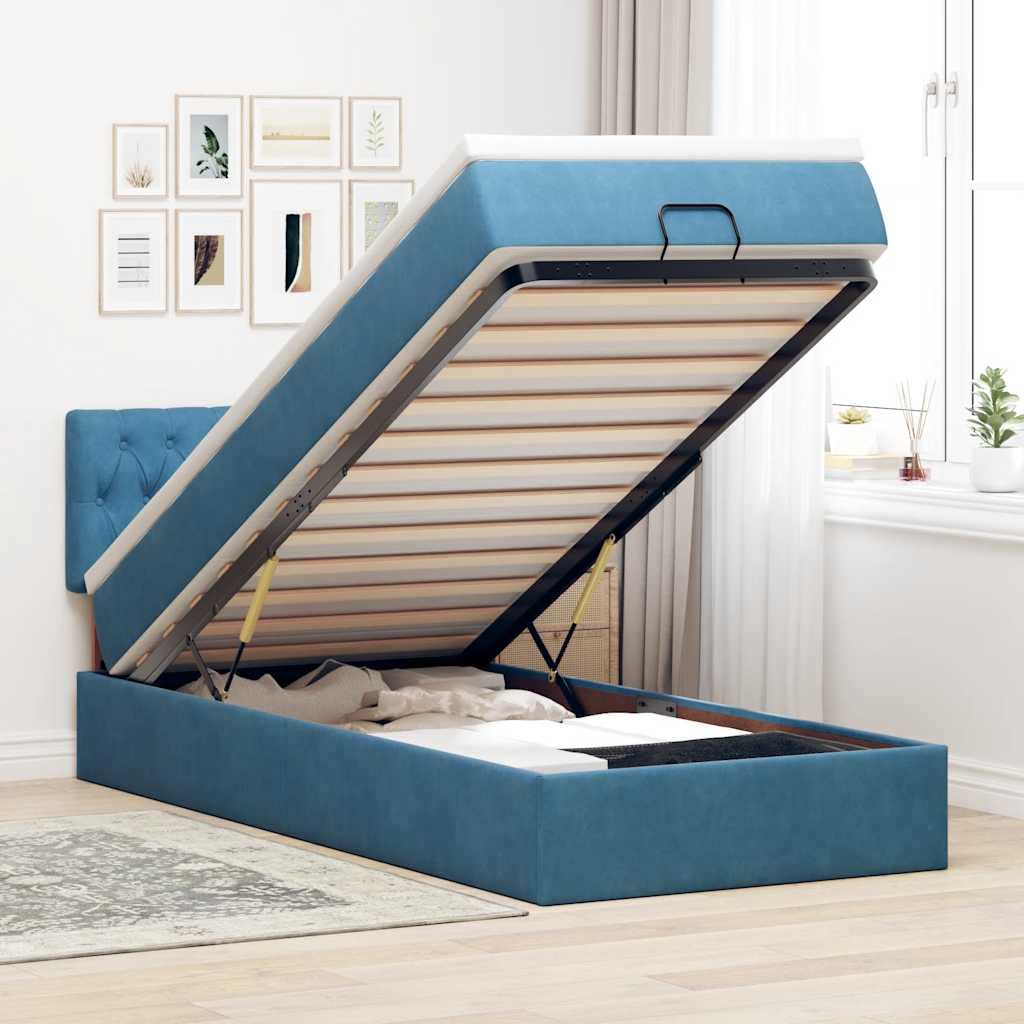 Estructura De Cama Otomana Colchón Terciopelo