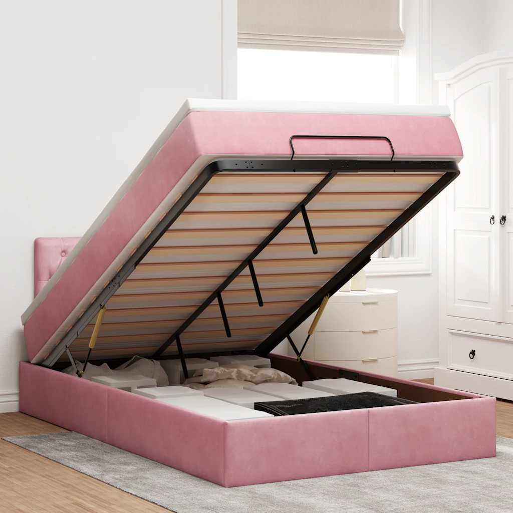 Estructura De Cama Otomana Colchón Terciopelo