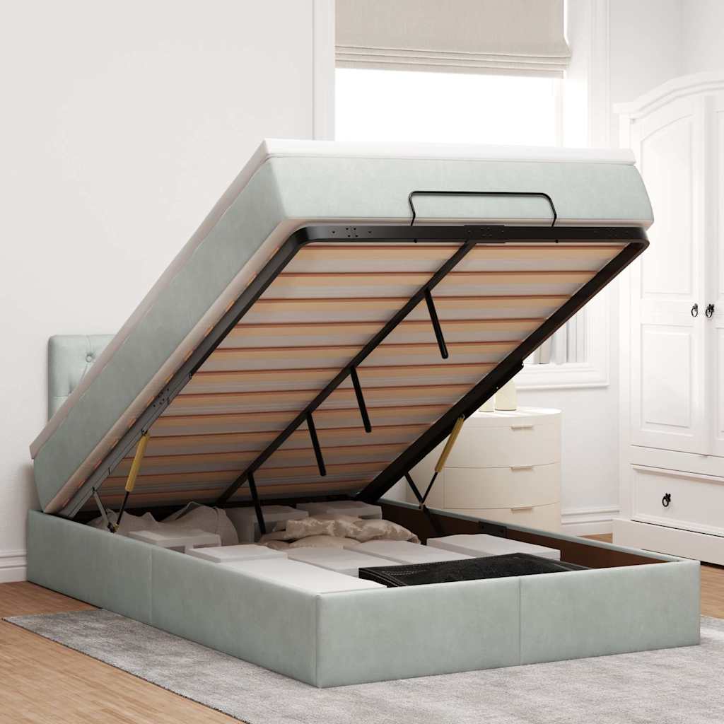 Estructura De Cama Otomana Colchón Terciopelo