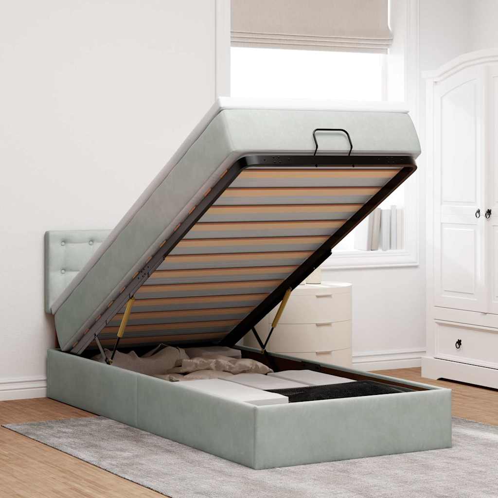 Estructura De Cama Otomana Colchón Terciopelo