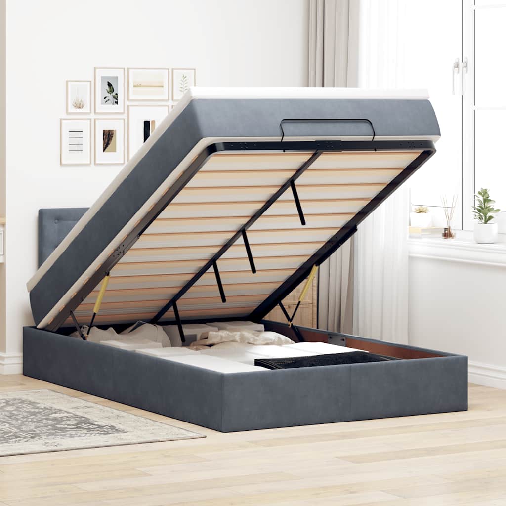 Estructura De Cama Otomana Colchón Terciopelo