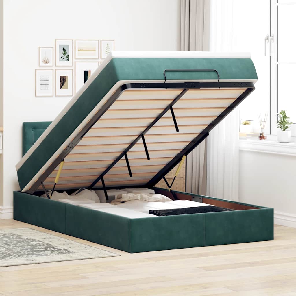 Estructura De Cama Otomana Colchón Terciopelo