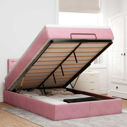 Estructura De Cama Otomana Colchón Terciopelo