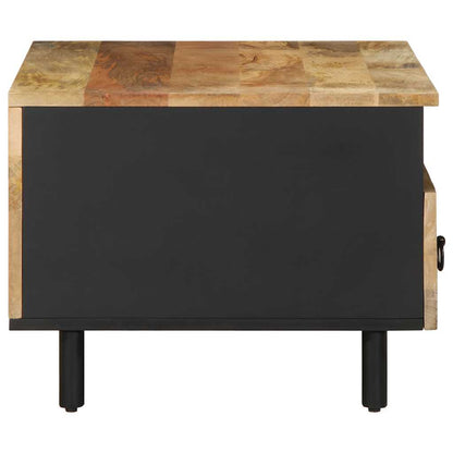 Mesa De Centro Madera Maciza De Mango Rugosa Negro 80X54X40 Cm