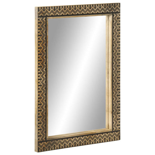 Espejo De Baño Madera Maciza De Mango Y Vidrio 50X70 Cm