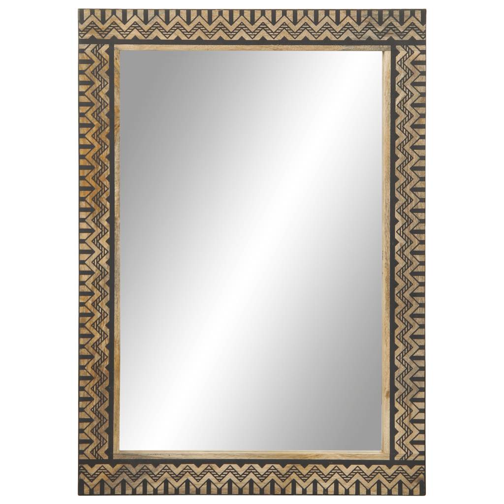 Espejo De Baño Madera Maciza De Mango Y Vidrio 50X70 Cm