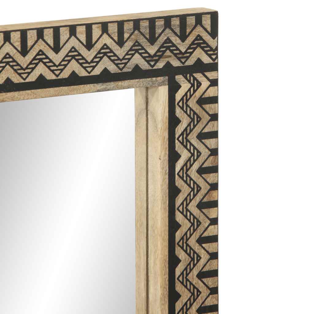 Espejo De Baño Madera Maciza De Mango Y Vidrio 50X70 Cm