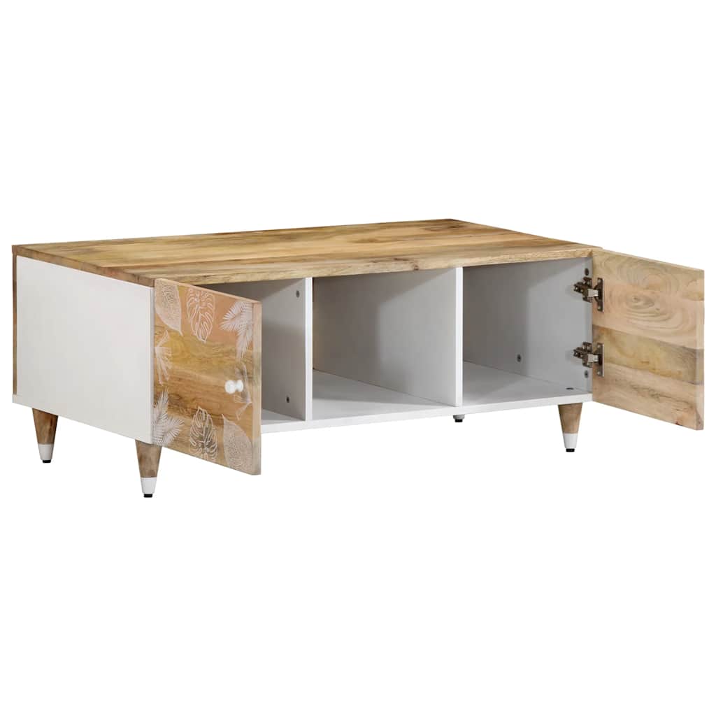 Mesa De Centro De Madera Maciza Mango 100X54X40 Cm