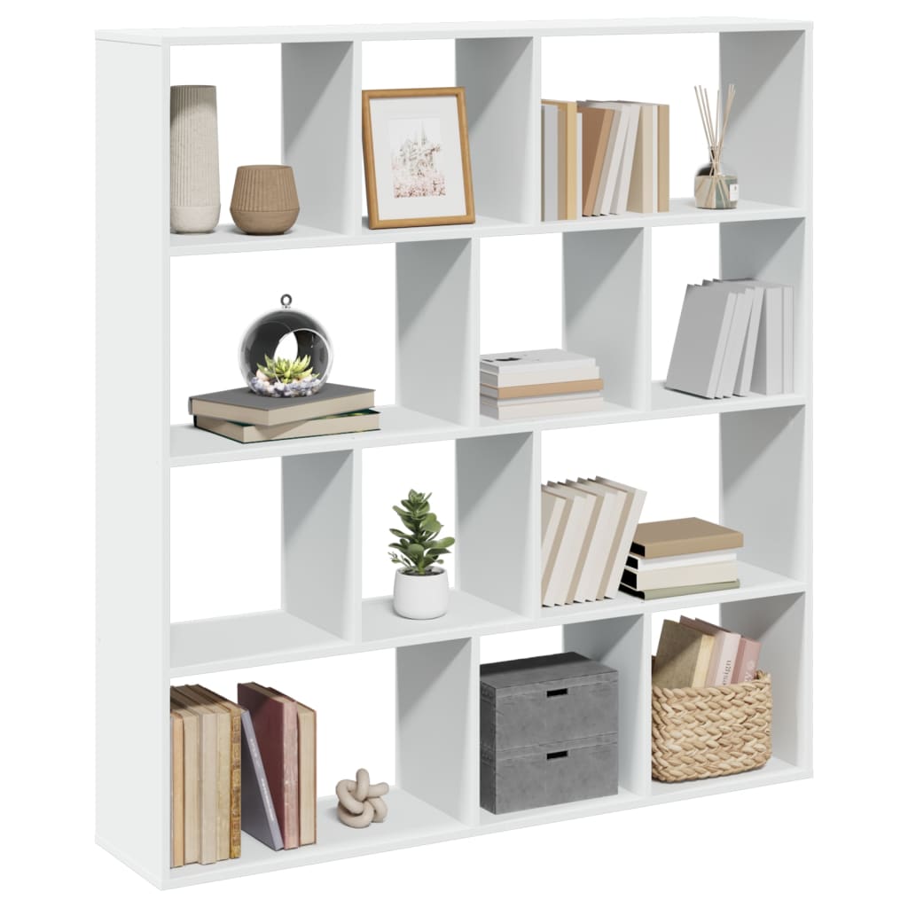 Estantería Librería Madera De Ingeniería Blanca 132X29X141,5 Cm