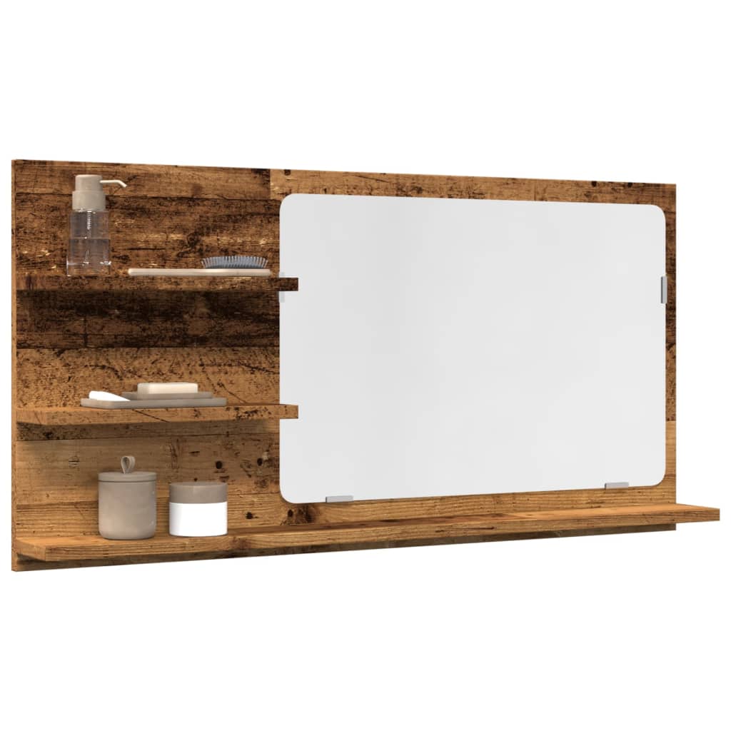 Armario De Baño Con Espejo De 90X11X45 Cm Madera De Ingeniería