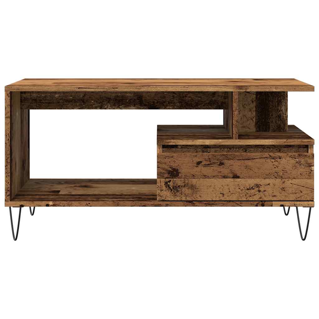 Mesa De Centro Madera Ingeniería Madera Envejecida 90X49X45 Cm