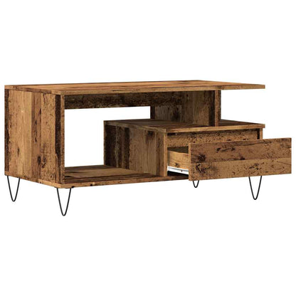Mesa De Centro Madera Ingeniería Madera Envejecida 90X49X45 Cm