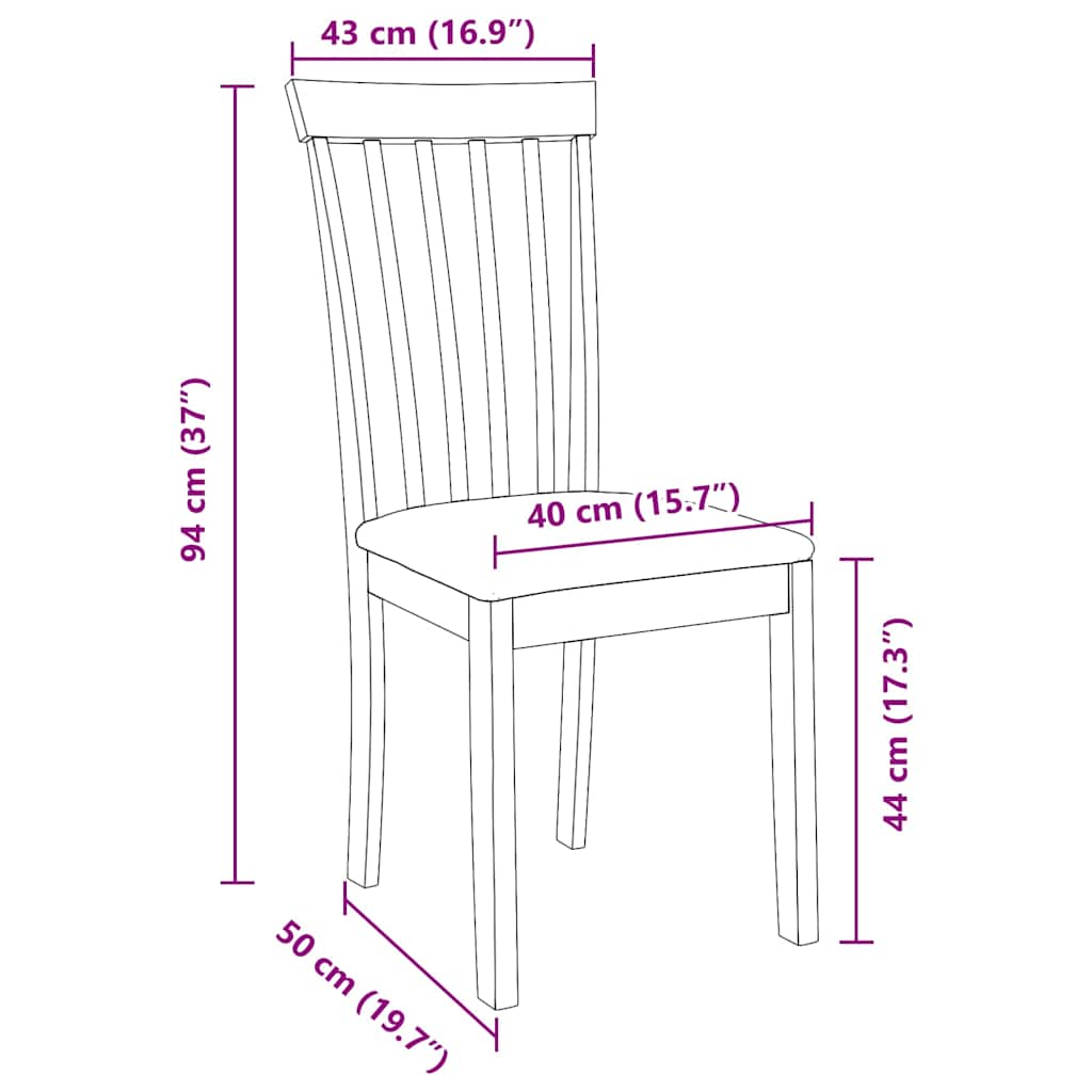 Sillas De Comedor Con Cojines 2 Uds Madera Maciza Marrón Caucho