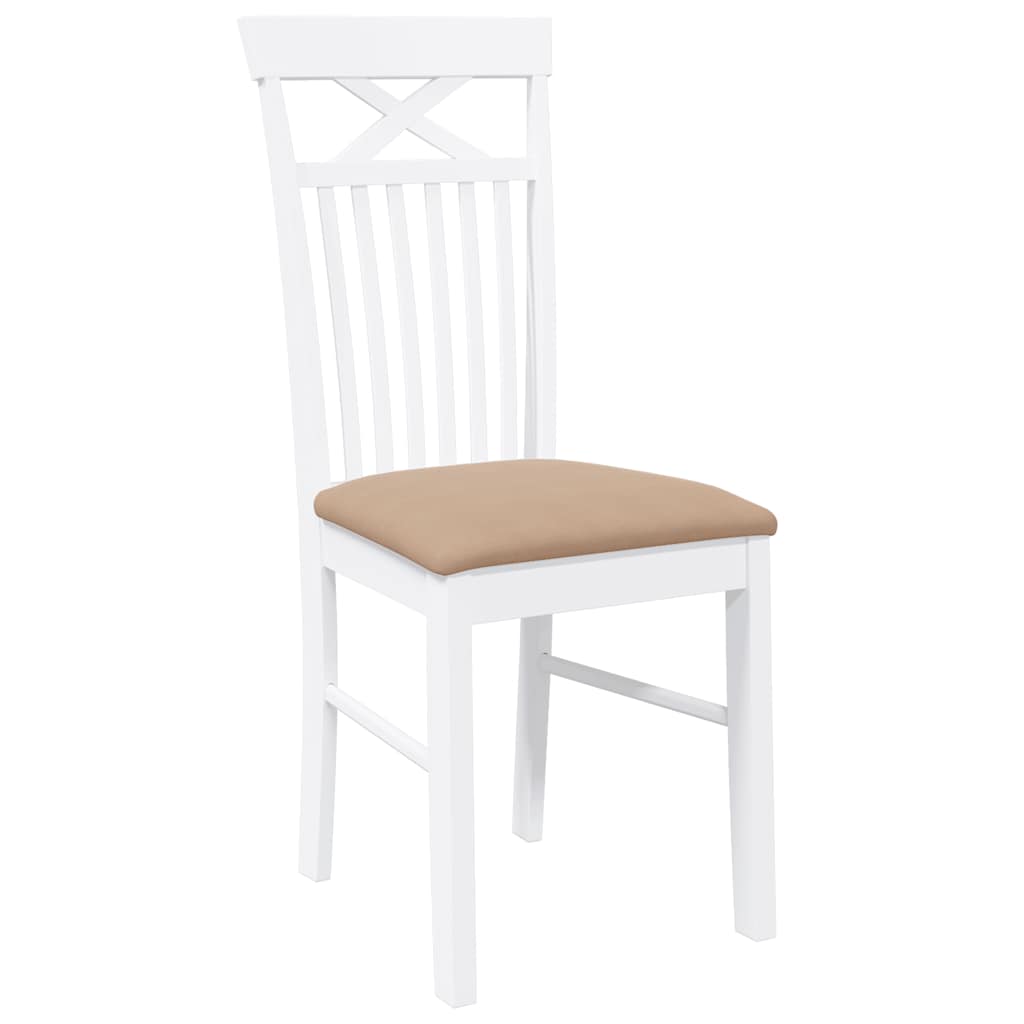 Sillas De Comedor Con Cojines 2Uds Madera Maciza Blanco Caucho
