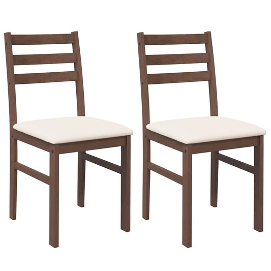 Sillas De Comedor Con Cojines 2 Uds Madera Maciza Marrón Caucho