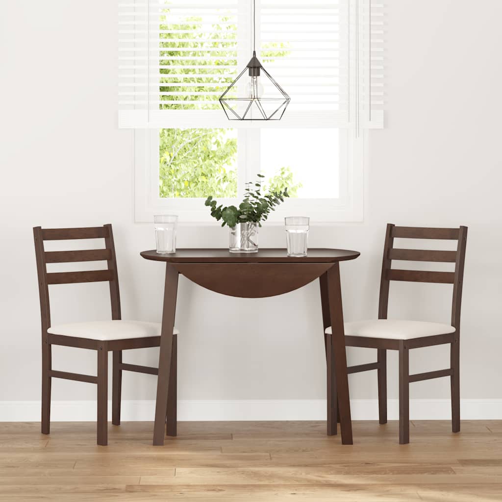 Sillas De Comedor Con Cojines 2 Uds Madera Maciza Marrón Caucho