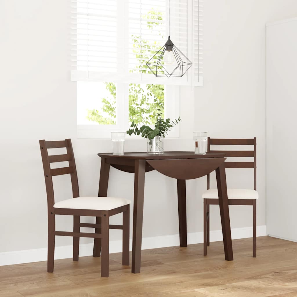 Sillas De Comedor Con Cojines 2 Uds Madera Maciza Marrón Caucho