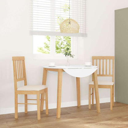 Sillas De Comedor 2 Unidades Madera Maciza De Caucho Blanco