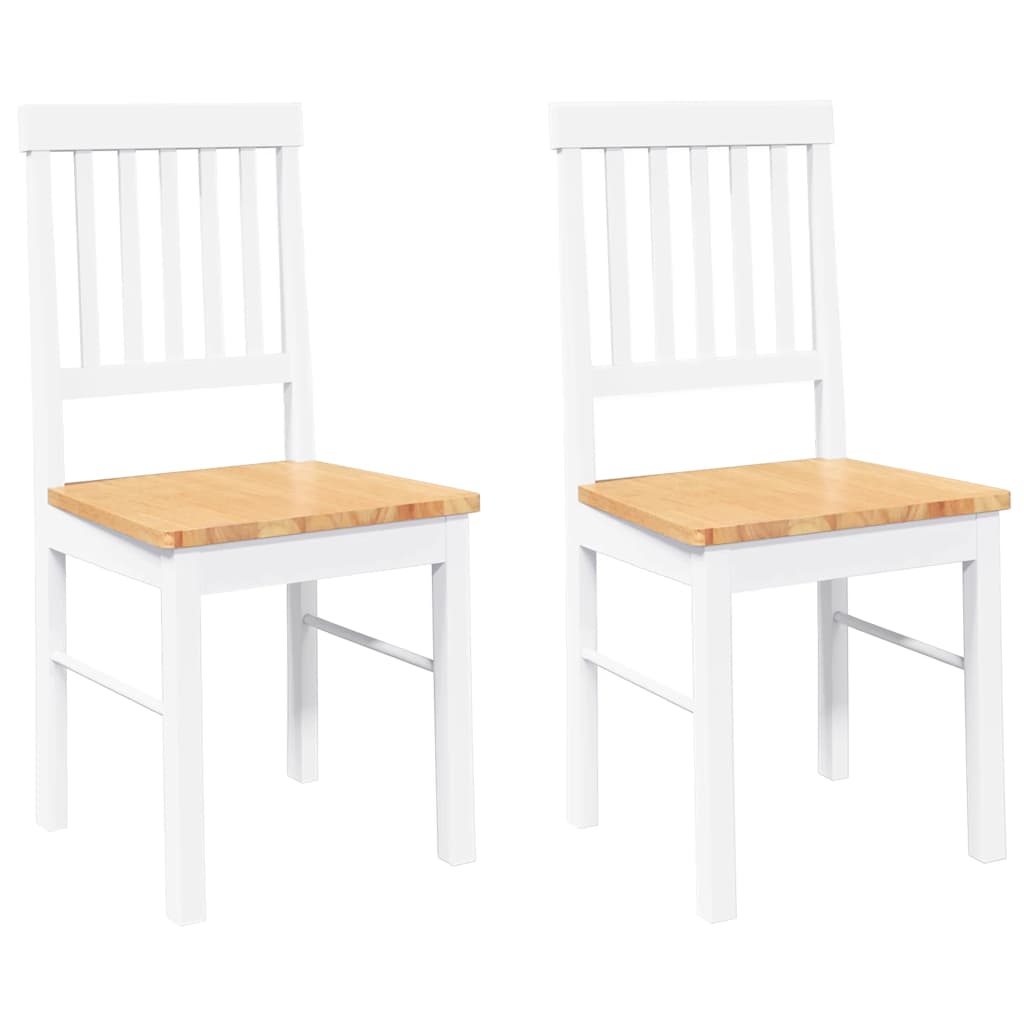 Sillas De Comedor 2 Unidades Madera Maciza De Caucho Blanco