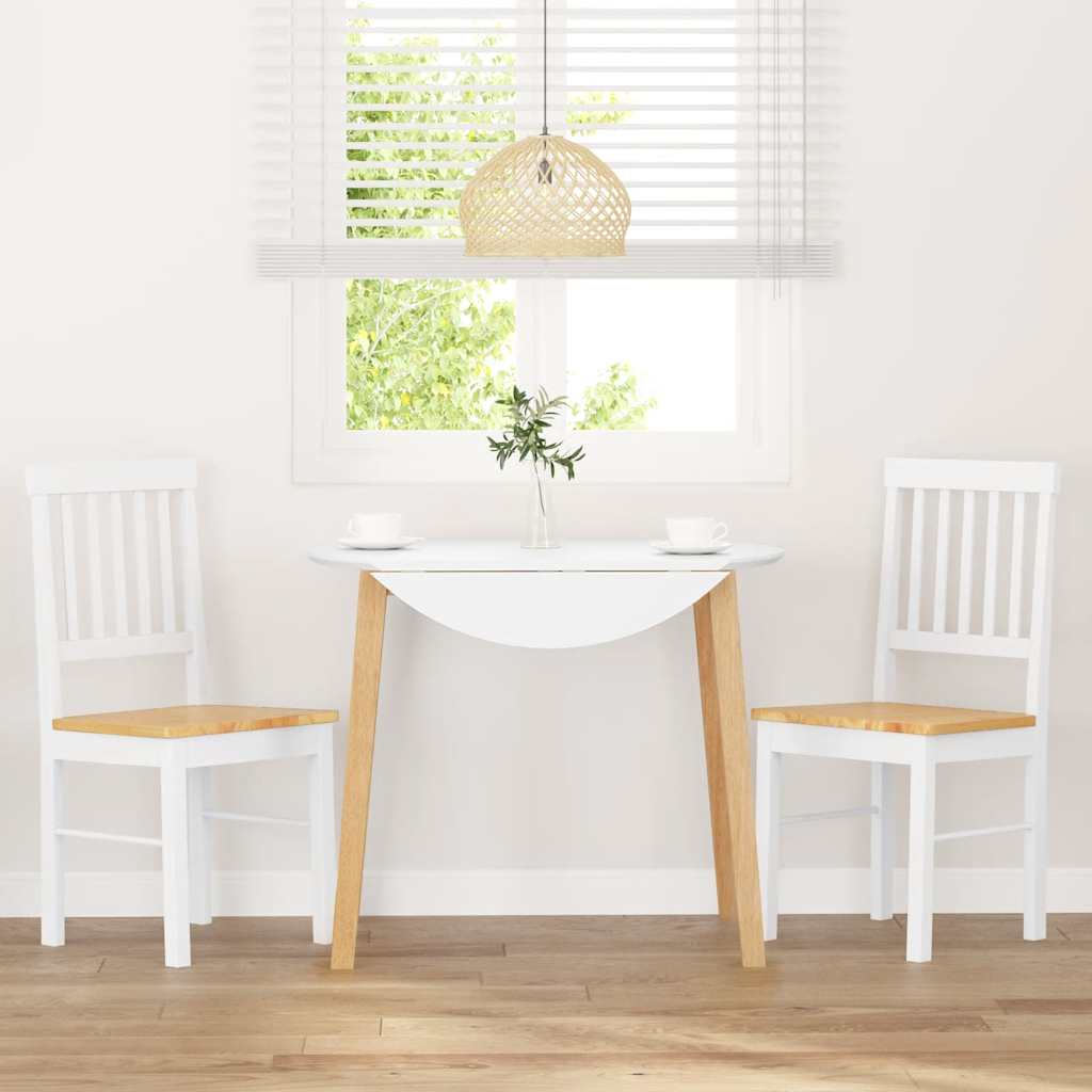 Sillas De Comedor 2 Unidades Madera Maciza De Caucho Blanco