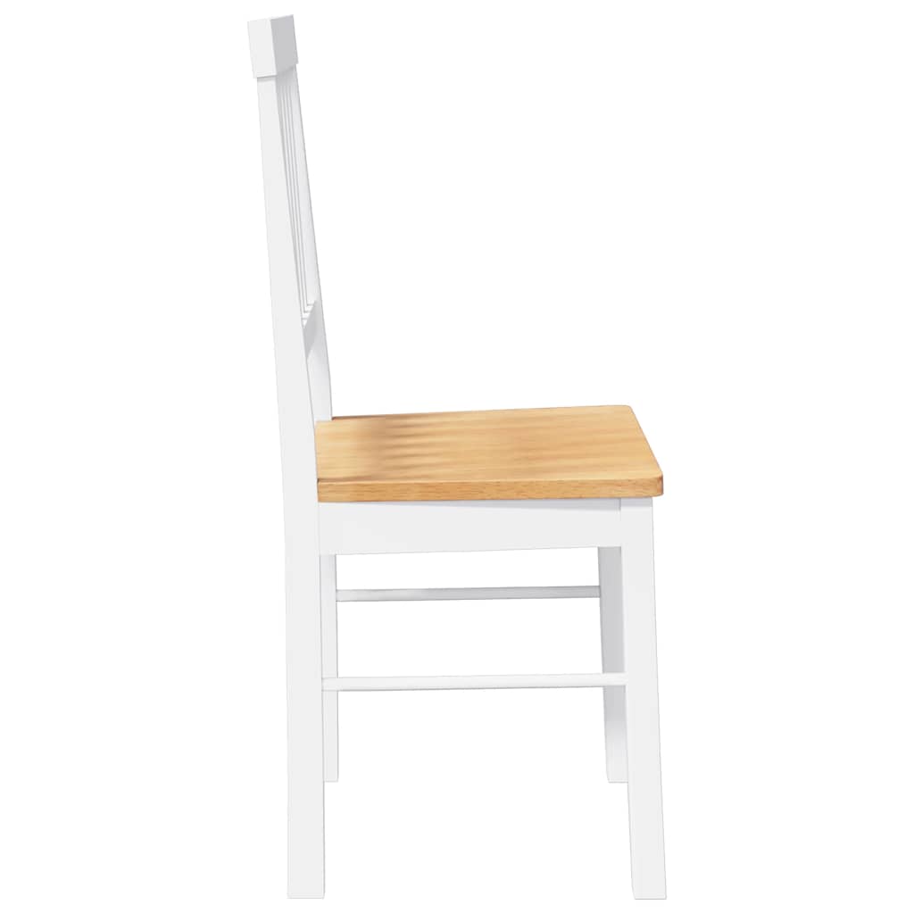Sillas De Comedor 2 Unidades Madera Maciza De Caucho Blanco