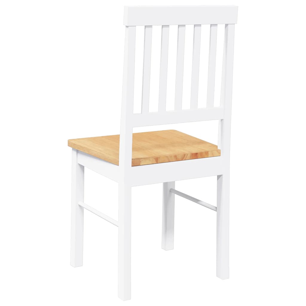 Sillas De Comedor 2 Unidades Madera Maciza De Caucho Blanco
