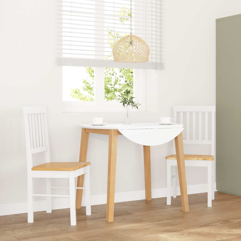 Sillas De Comedor 2 Unidades Madera Maciza De Caucho Blanco