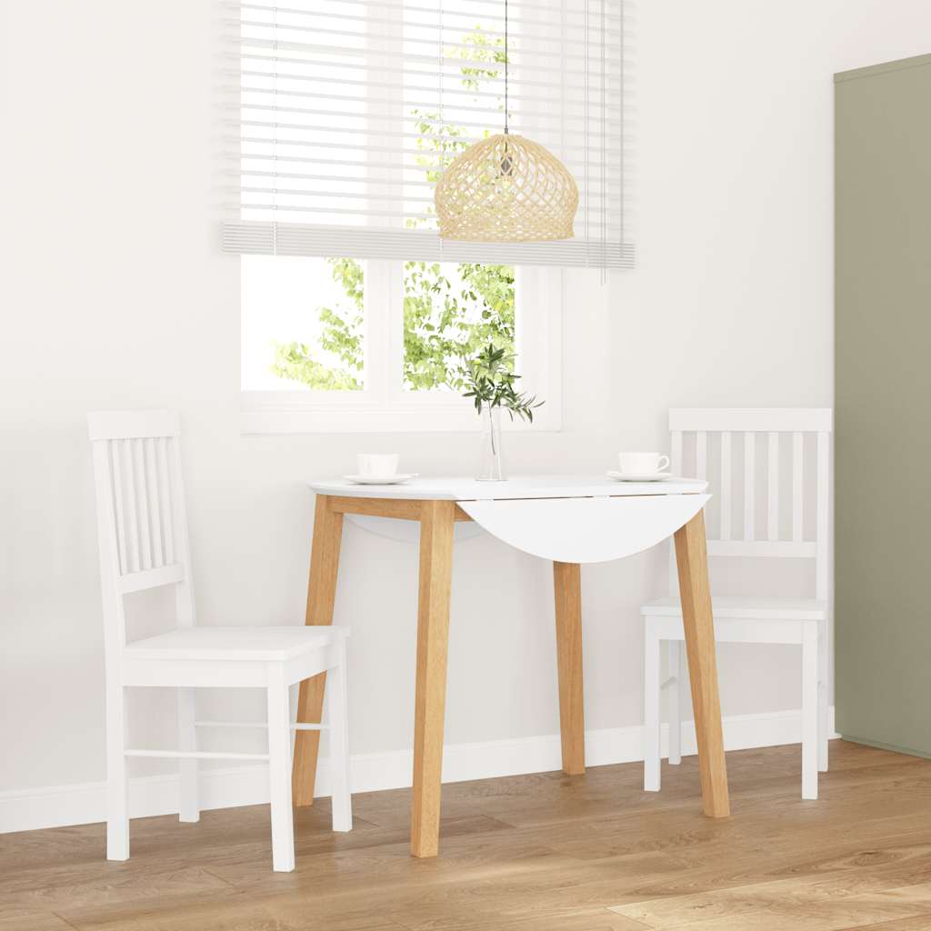 Sillas De Comedor 2 Unidades Madera Maciza De Caucho Blanco