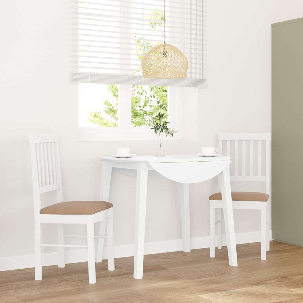 Sillas De Comedor 2 Unidades Madera Maciza De Caucho Blanco
