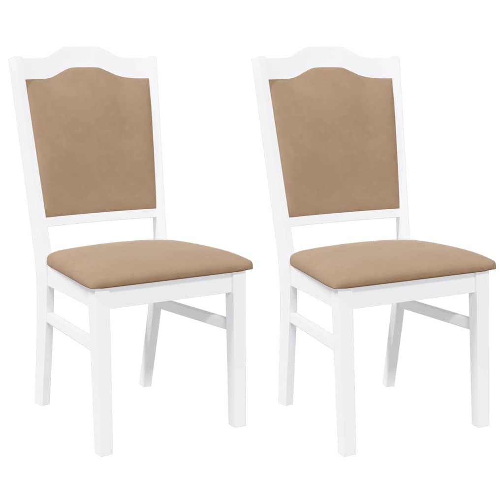 Sillas De Comedor Con Cojines, 2 Unidades, Blancas, Madera Maciza, Caucho