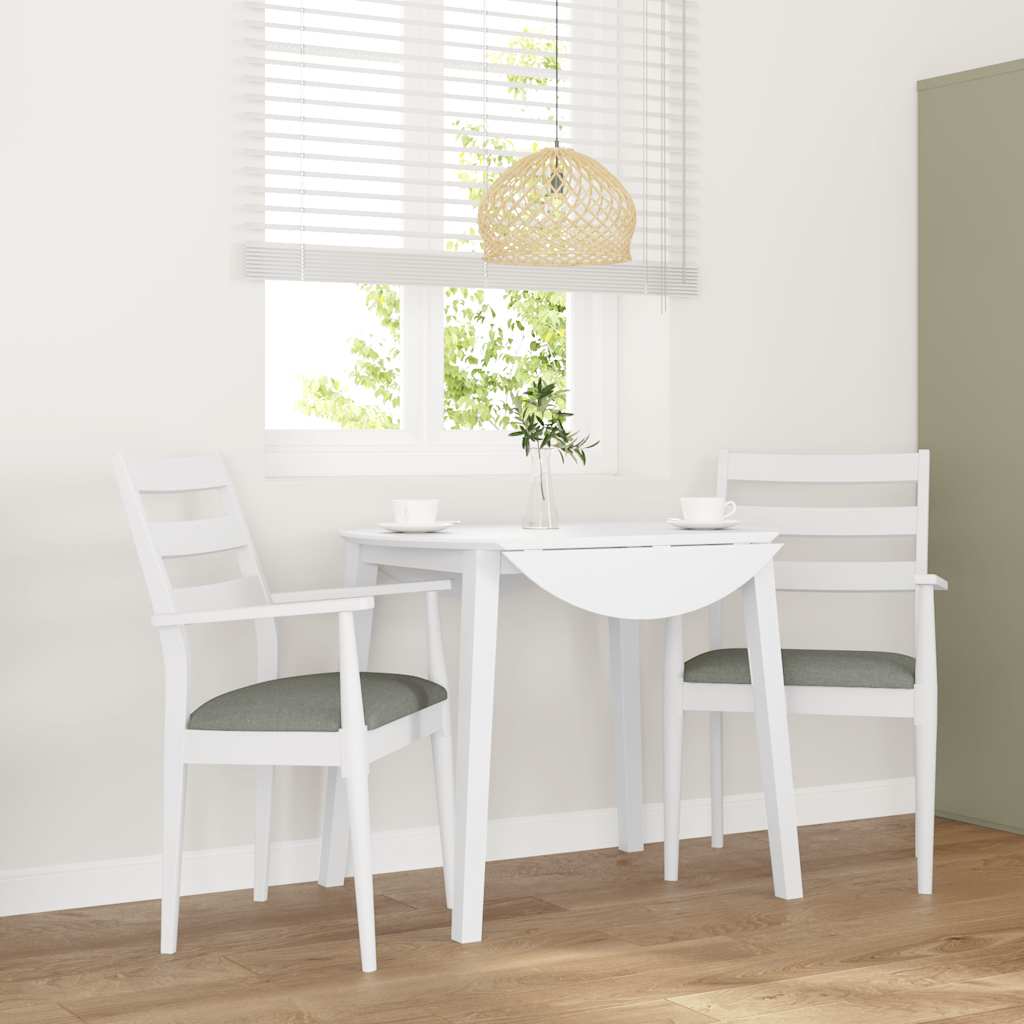 Sillas De Comedor Con Cojines, 2 Unidades, Blancas, Madera Maciza, Caucho