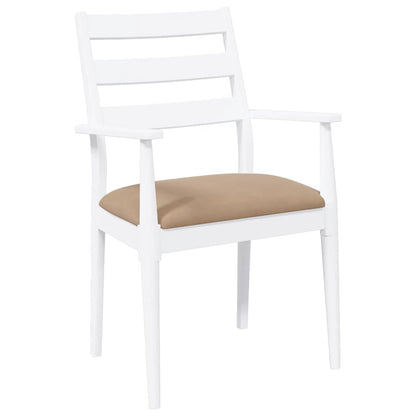 Sillas De Comedor Con Cojines, 2 Unidades, Blancas, Madera Maciza, Caucho