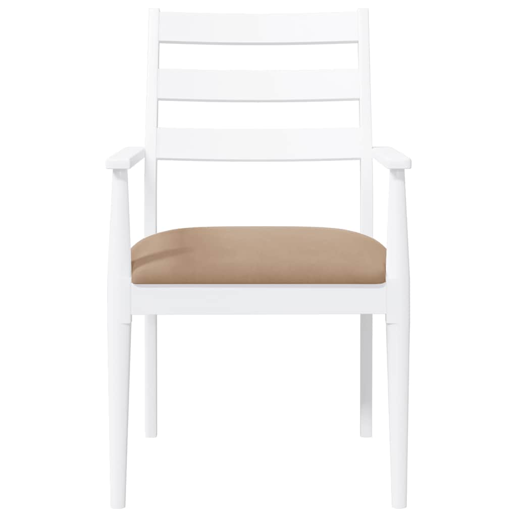 Sillas De Comedor Con Cojines, 2 Unidades, Blancas, Madera Maciza, Caucho