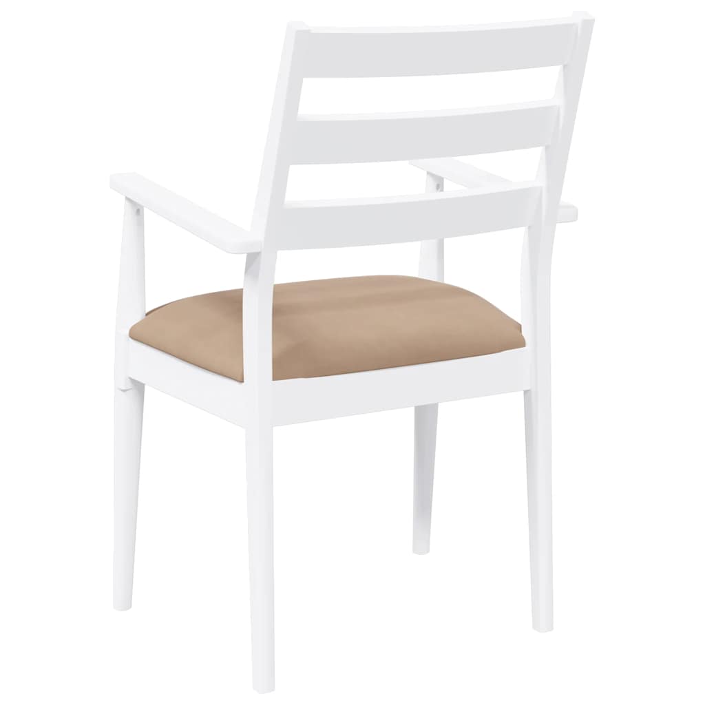 Sillas De Comedor Con Cojines, 2 Unidades, Blancas, Madera Maciza, Caucho